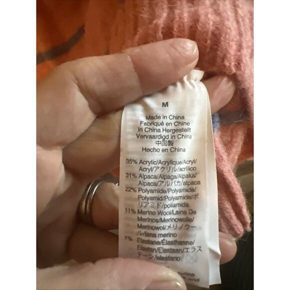 J. CREW Women’s Alpaca Crewneck Sweater Pink Blue Striped Cozy Oversized Size M - Picture 4 of 8